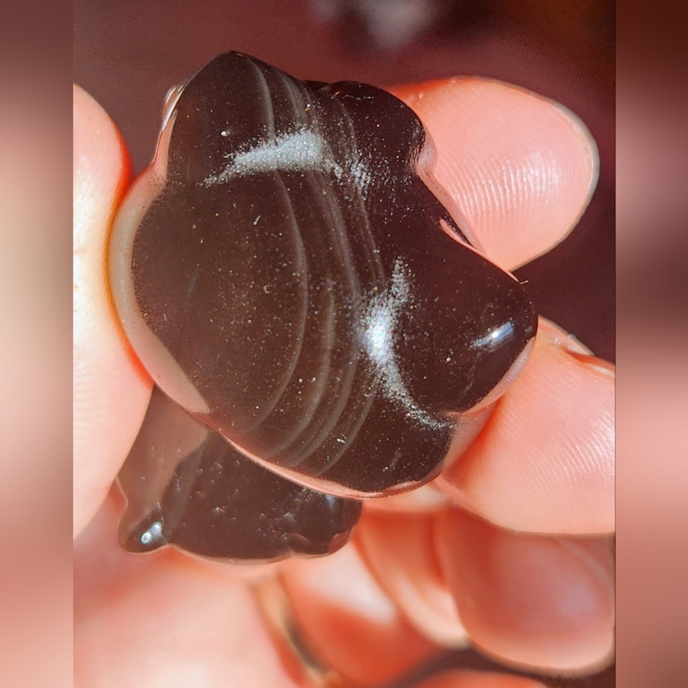 Silver Sheen Obsidian Hello Kitty Crystal Carving HK Sanrio - Picture 6 of 7